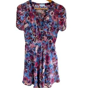 Lucid Pink Sheer Floral Sheath Sun Dress